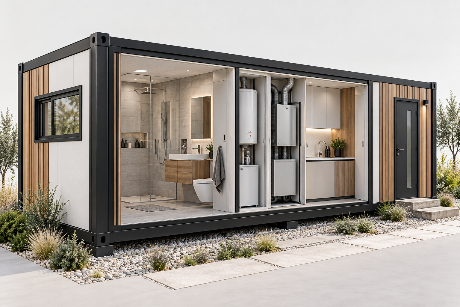 Kitchen and bathroom service module concept