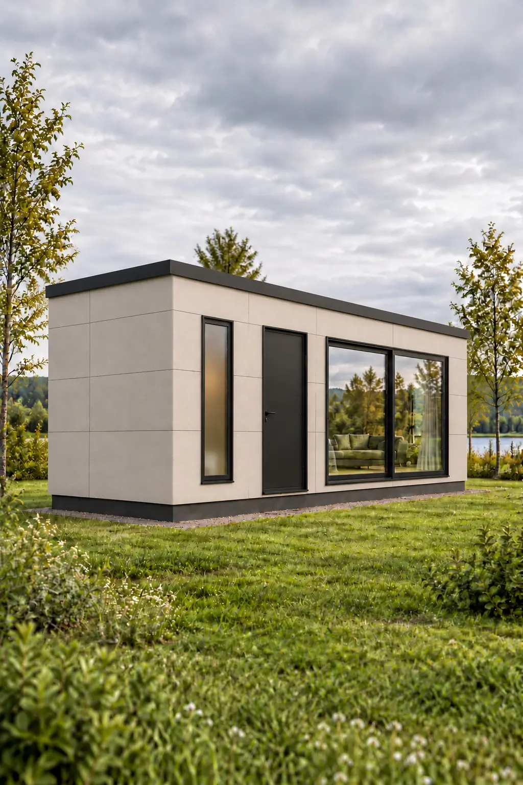NEO-15 with white panel facade and flat roof